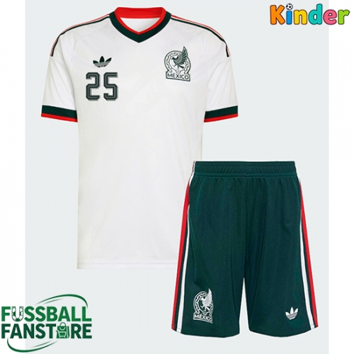 Mexiko Roberto Alvarado #25 Replik Auswärtstrikot Kinder WM 2026 Kurzarm (+ Kurze Hosen)